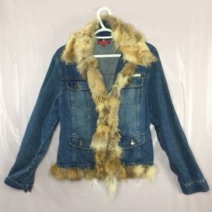 Denim Jacket with Fur Trim